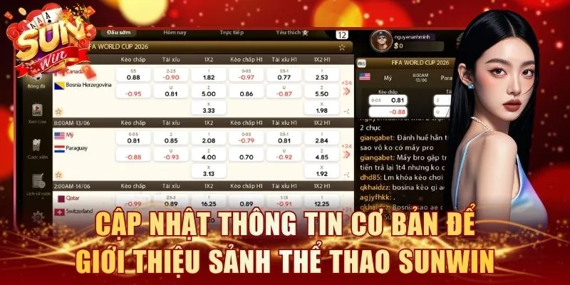 Cập nhật thông tin cơ bản để giới thiệu sảnh Thể Thao SUNWIN