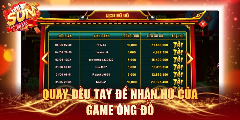 Quay đều tay để nhận hũ của game Ông Đồ