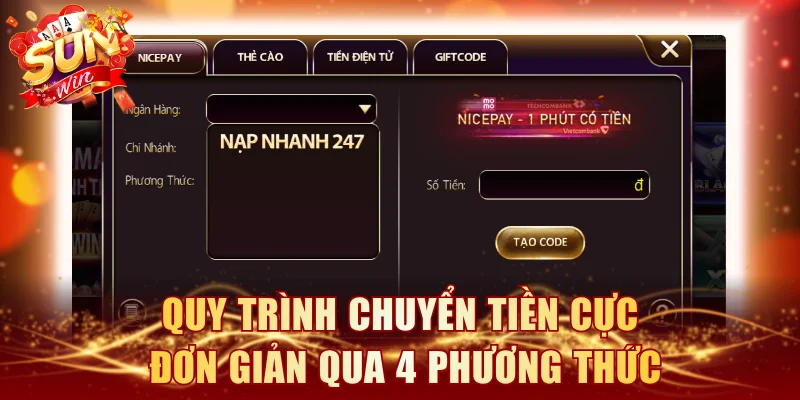 Quy trình chuyển tiền cực đơn giản qua 4 phương thức